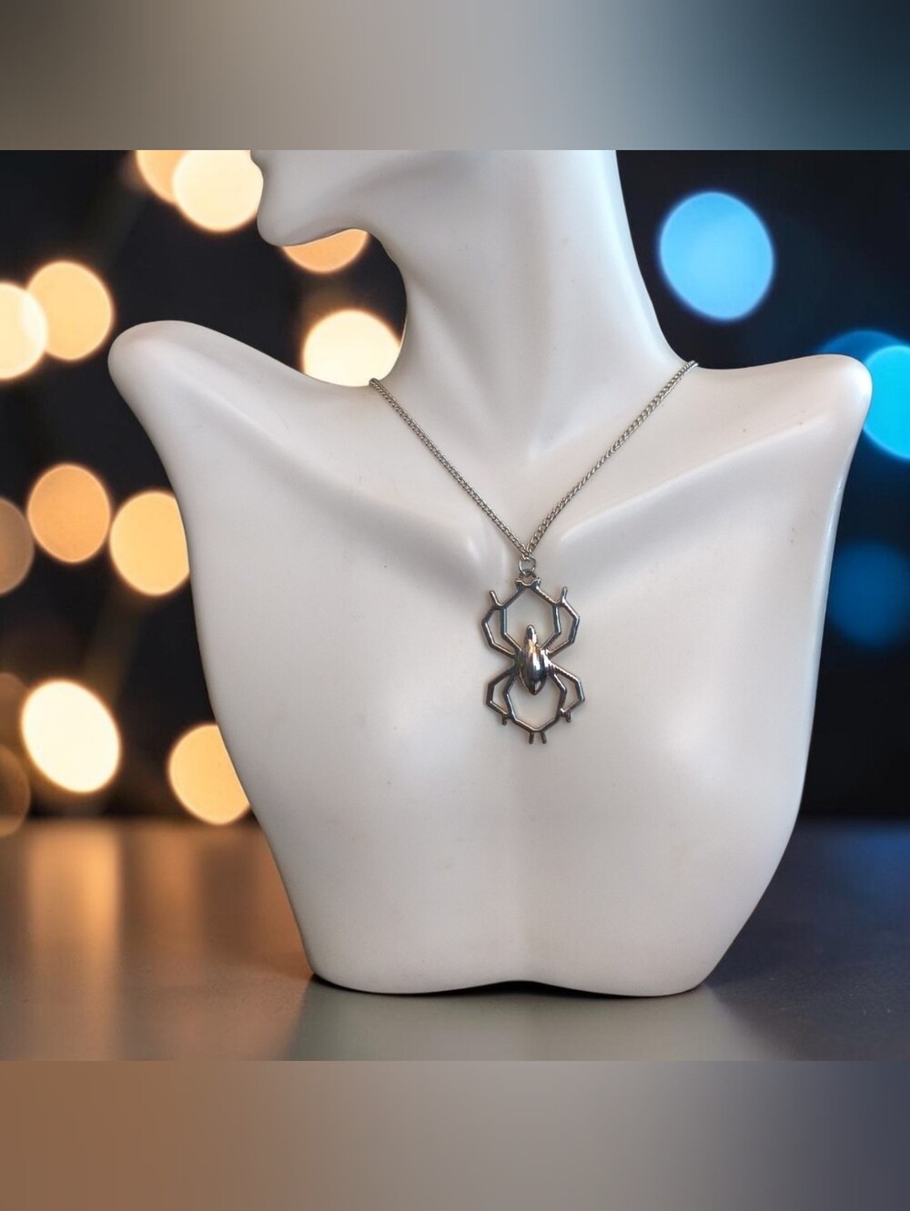 Silvertone Spider Pendant Necklace - Silver Tone Women’s Jewelry